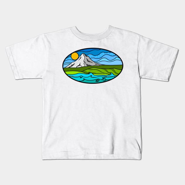 Mt. Hood to the Pacific Coast Kids T-Shirt by FernheartDesign